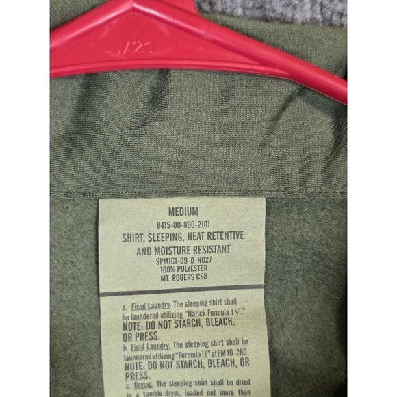US Military Sleep Shirt Mens Medium Olive Green Quarter Zip Base Layer USGI - Picture 3 of 7
